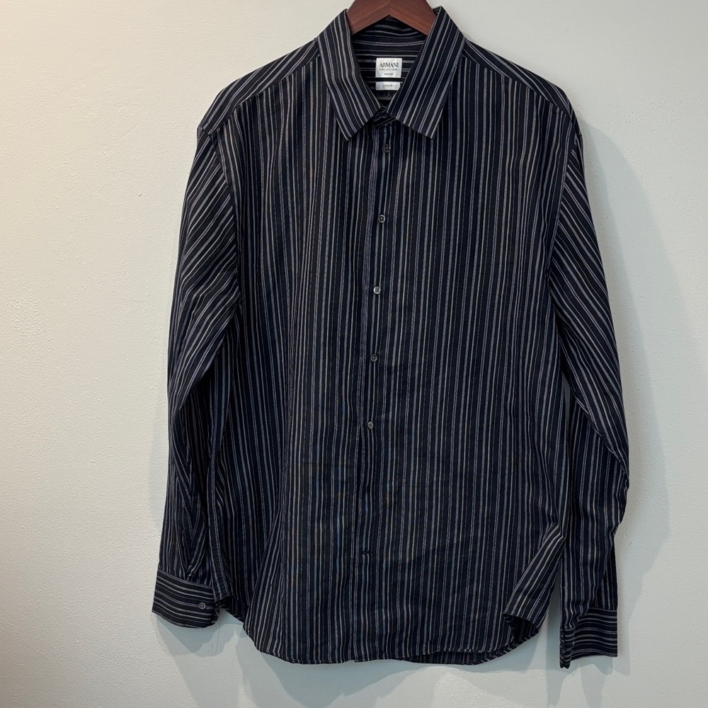 💥💥FLASH SALE!!!💥💥 Armani Collezioni Men's Black Striped Shirt